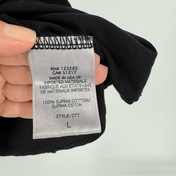 Michael Lauren Relaxed Fit Verdugo Crew Neck Tee with Cutout Sleeve in Black L - Picture 7 of 10